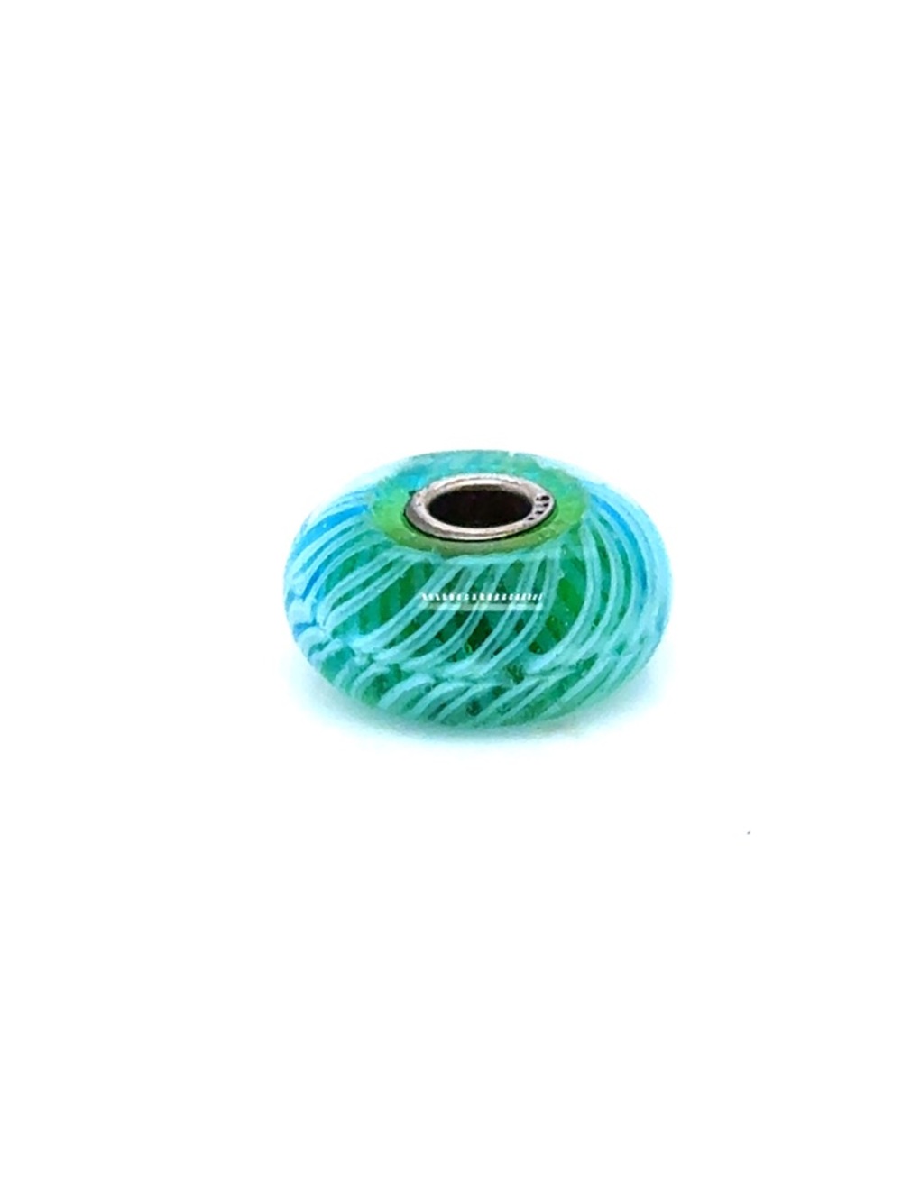 Trollbeads Turquoise Feather Glass Bead